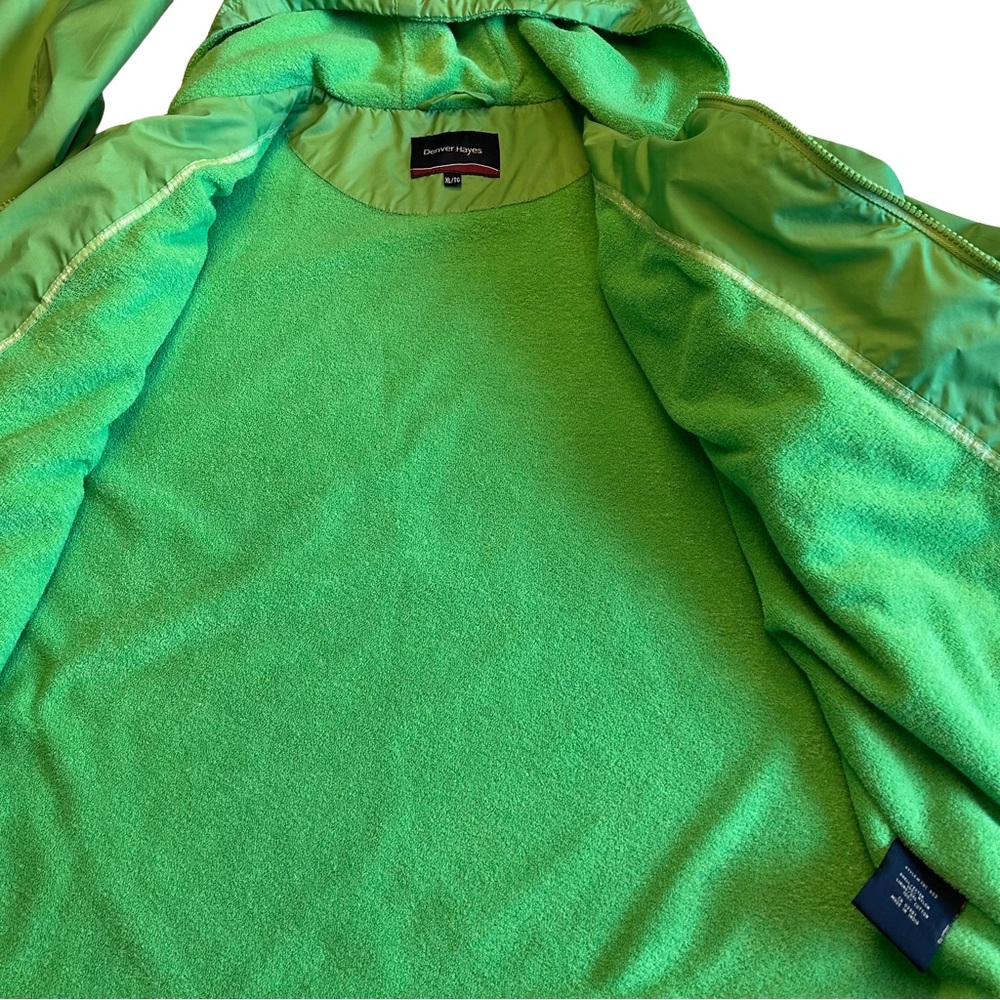 Denver Hayes Bright Green Windbreaker Bomber Jacket with Hood. Size XL - Picture 7 of 11